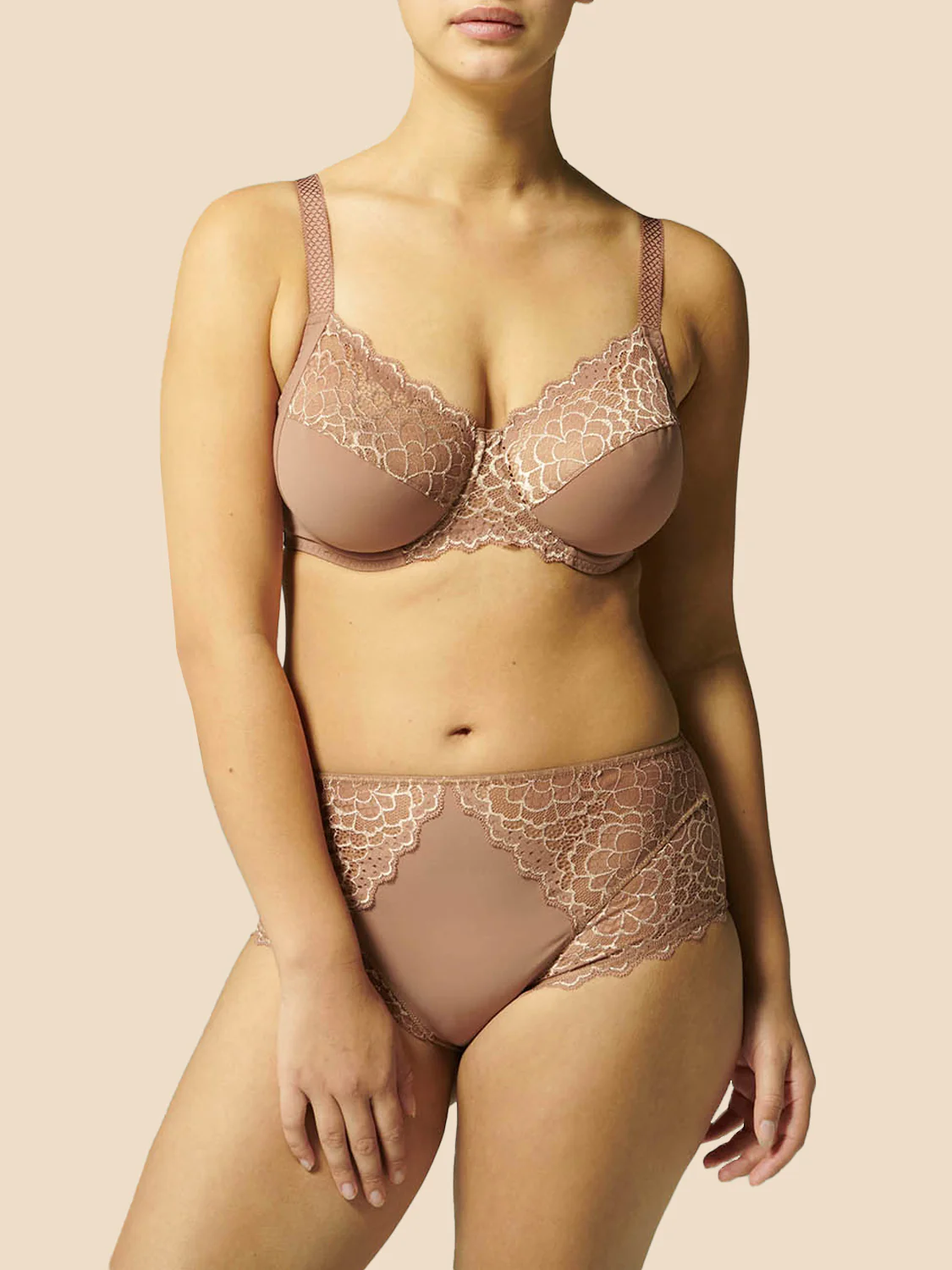 Soutien-gorge avec armatures emboîtant - Brun coco
