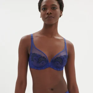 Soutien-gorge avec armature décolleté plongeant - Bleu électrique