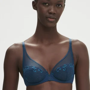 Soutien-gorge avec armatures décolleté plongeant - Bleu Prestige