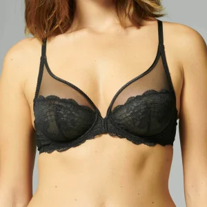 Soutien-gorge avec armatures décolleté plongeant - Noir