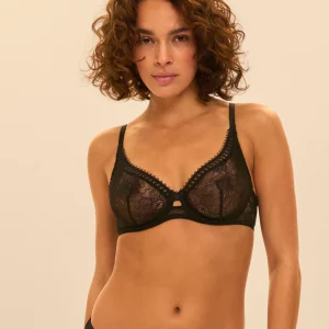 Soutien-gorge triangle emboitant décolleté plongeant - Noir