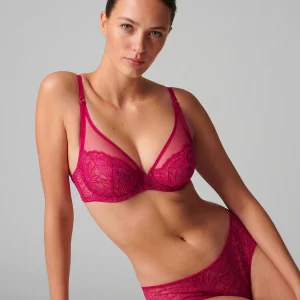 Soutien-gorge triangle emboitant décolleté plongeant - Framboise