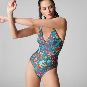 Maillot de bain 1 pièce de bain avec armatures cachées - Vert Lagune