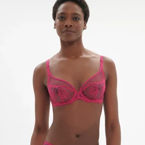 Soutien-gorge avec armature décolleté plongeant - Rose disco