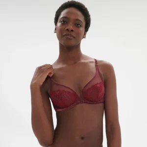 Soutien-gorge avec armature décolleté plongeant - Rouge Spinelle