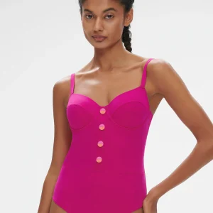 Maillot de bain 1 pièce de bain avec armatures - Rose Hibiscus