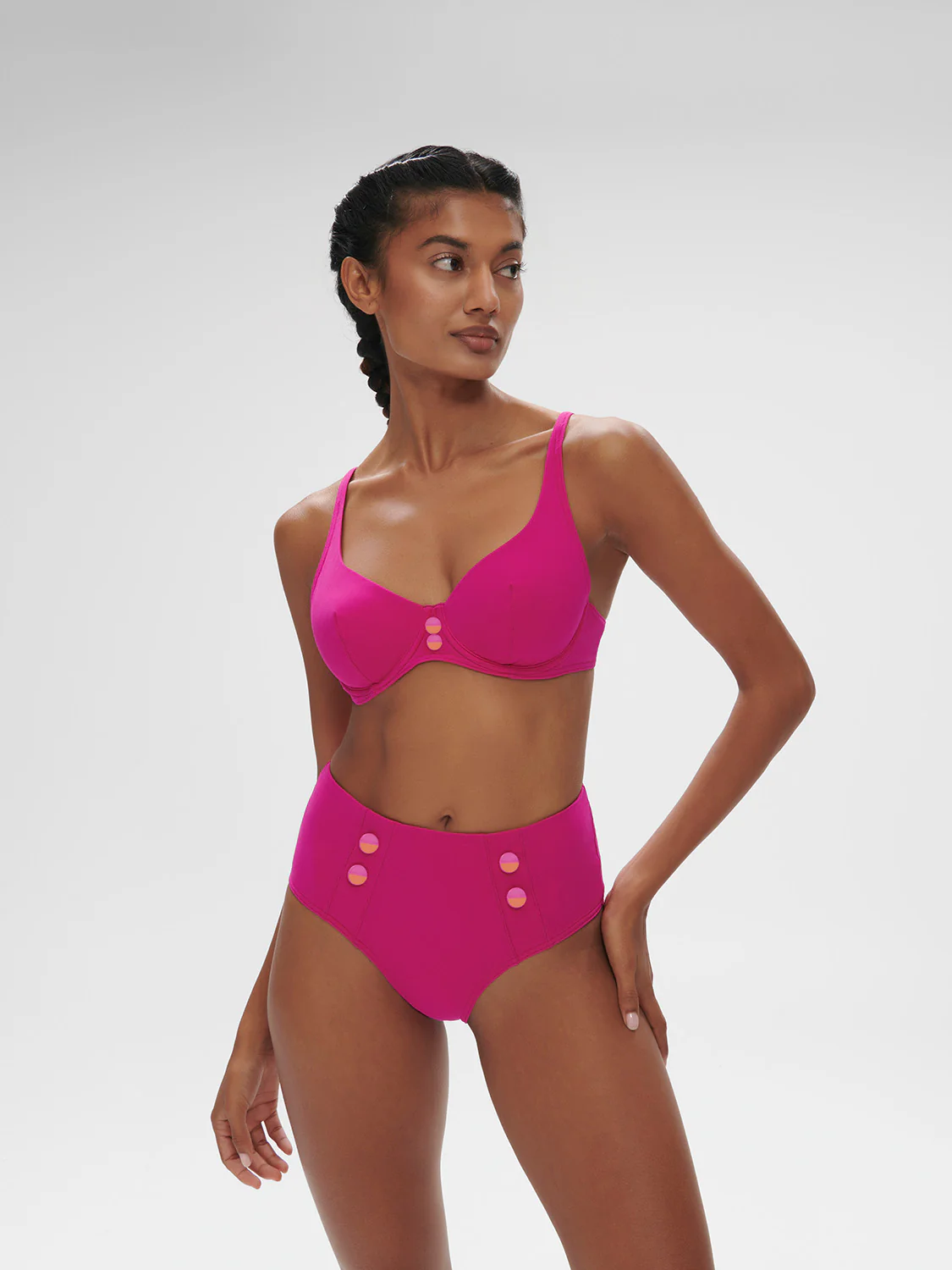 Culotte de bain taille haute - Rose Hibiscus – Image 4