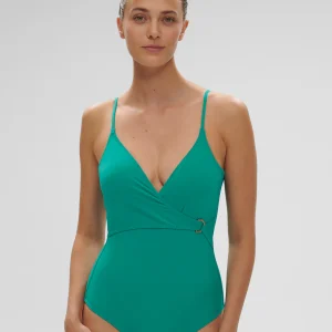 Maillot de bain 1 pièce bonnet mousse sans armature - Vert Waterfall