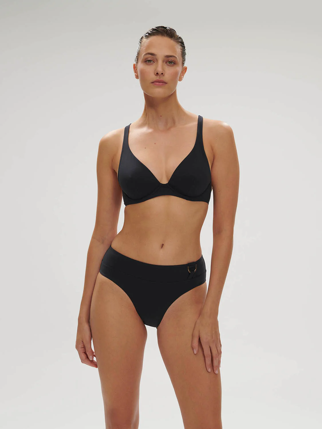 Culotte de bain taille haute - Noir – Image 5