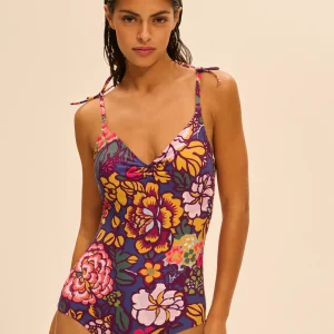 Maillot de bain 1 pièce bonnet mousse sans armature - Imprimé Bloom