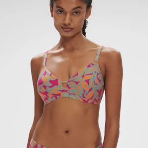 Haut de maillot de bain triangle avec armatures cachées - Imprimé Rose Ménara