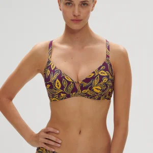 Haut de maillot de bain triangle avec armatures cachées - Imprimé Violet Agadir