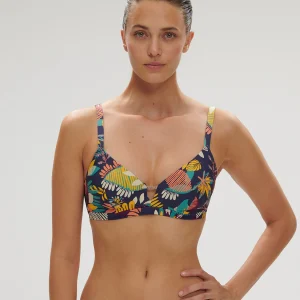 Haut de maillot de bain triangle avec armatures cachées - Imprimé Bleu Seaside