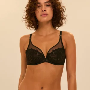 Soutien-gorge avec armature décolleté plongeant - Noir