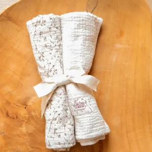 2 Maxi Langes bébé 65x65cm Trousseau - Beige