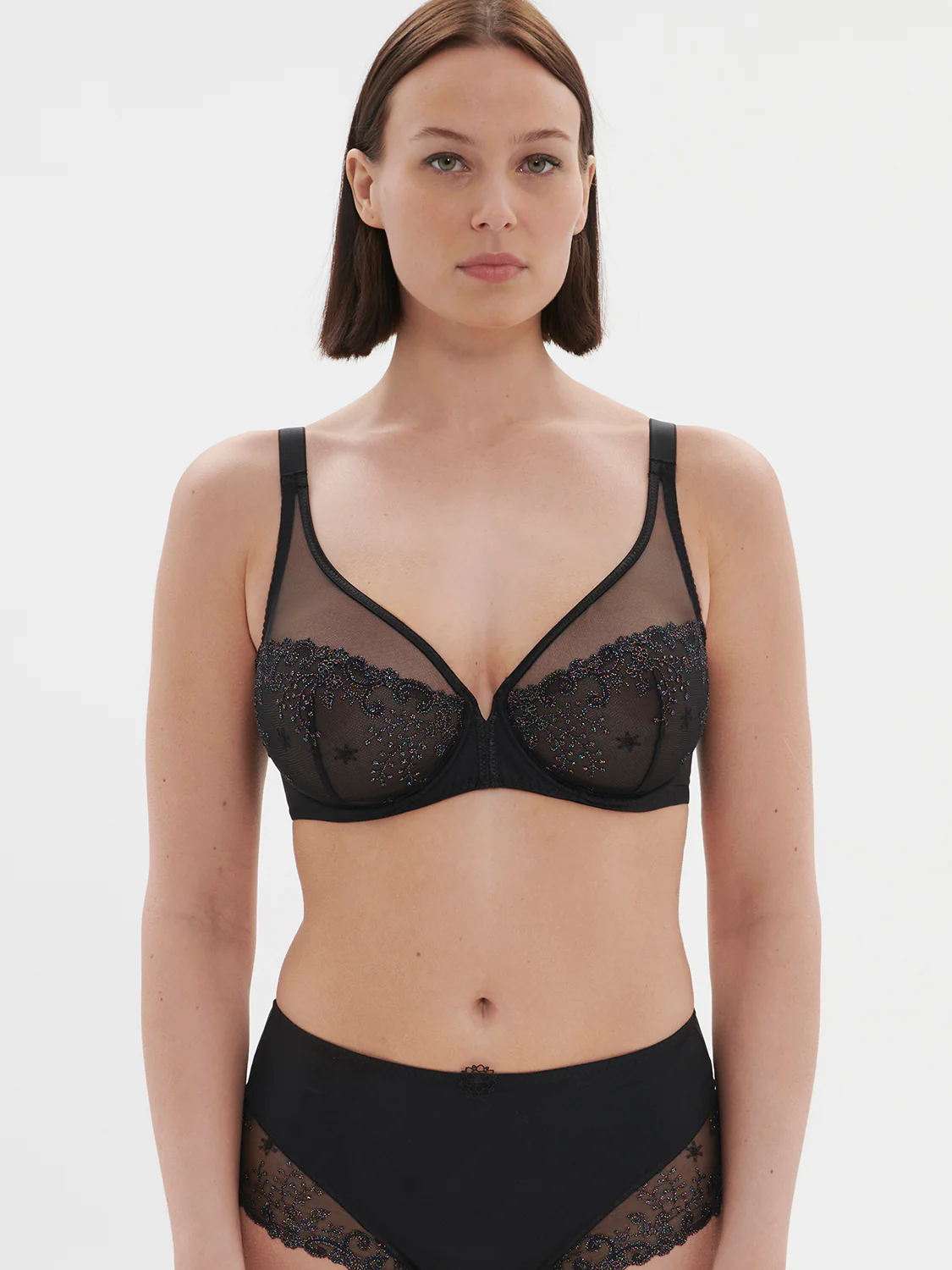 Soutien-gorge avec armature décolleté plongeant - Noir Gem – Image 7