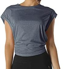 T-Shirt de Sport Femme Yoga Shirt Manches Courtes Fitness Running Décontracté Tops Dos Ouvert – Confort et Style pour vos séances de sport
