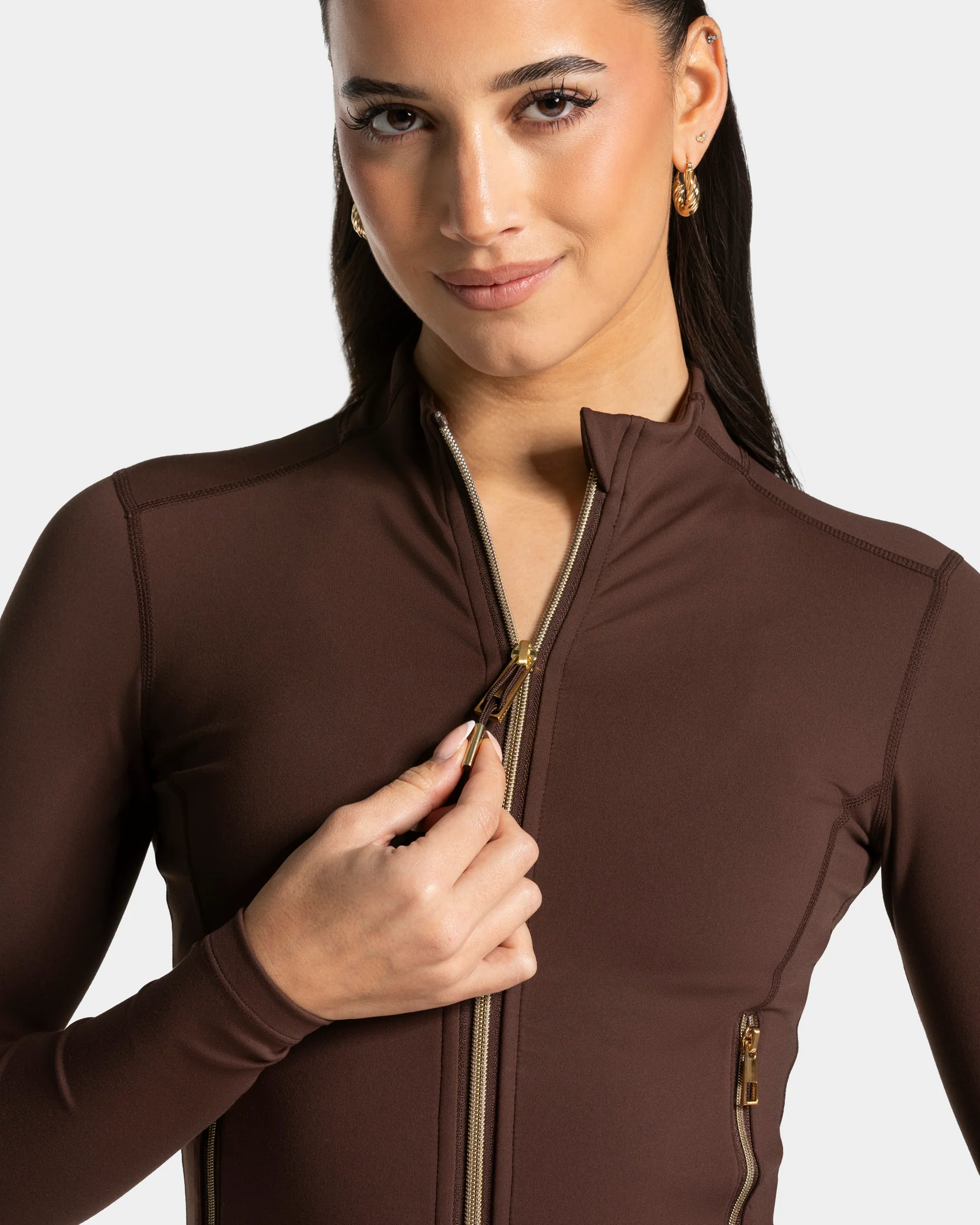 Allrounder Shaping Zip Jacke "Espresso - Gold" – Image 5