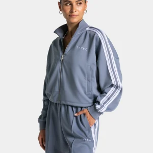 Club Cropped Zip Jacke "Stahlblau"