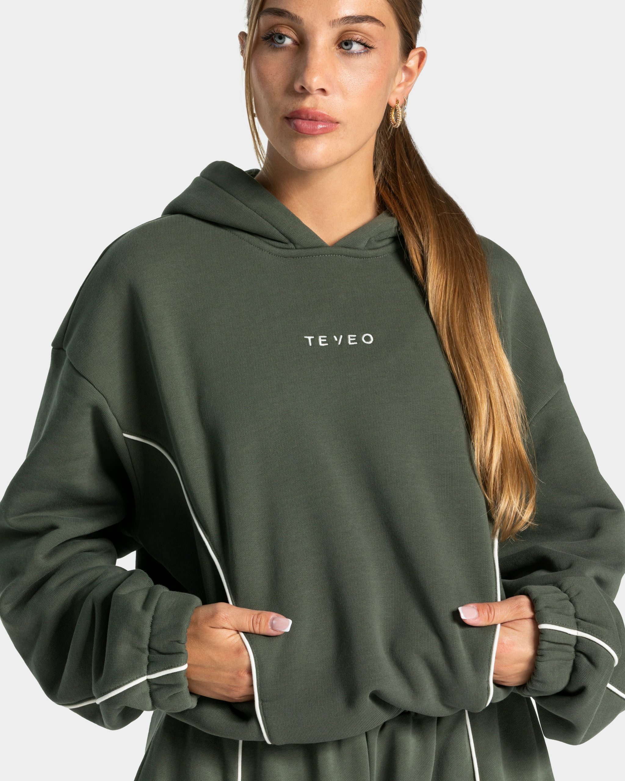 Contrastline Hooded Sweater "Khaki" – Image 5