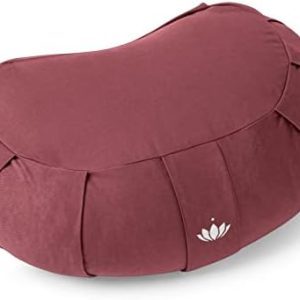 Coussin de méditation Lotuscrafts Zafu demi lune Siddha – Hauteur 15 cm – Rembourrage épeautre – Housse coton lavable – Accessoire méditation