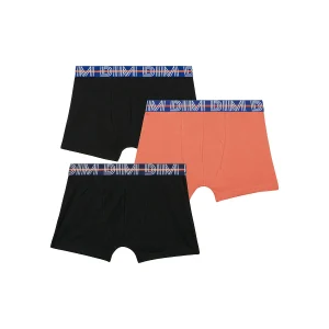 Lot de 3 boxers garçon coton stretch ceinture contrastée Orange EcoDim