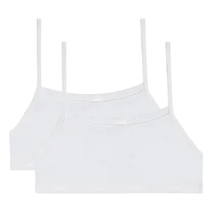Lot de 2 brassières fille coton naturel sans armatures Blanc Basic Bio