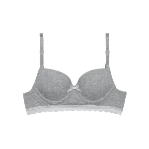Soutien-gorge fille à coques moulées en coton stretch Gris Dim Trendy