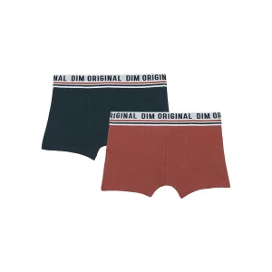 Lot de 2 boxers coton stretch Bleu Rouge ceinture rétro Dim Originals