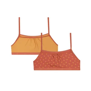 Lot de 2 brassières filles en coton à motif cerise Jaune Les Pockets