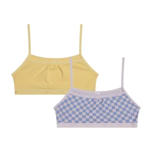 Lot de 2 brassières fille coton stretch Lila motif damier Les Pockets