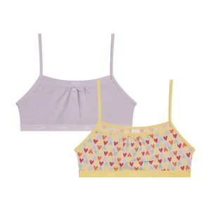 Lot de 2 brassières fille coton stretch Lila à motif coeur Les Pockets