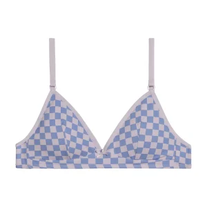 Soutien-gorge fille triangle coton stretch Lila à damier Les Pockets
