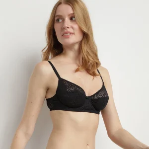 Soutien-gorge à armatures en dentelle florale recyclée Noir Sublim