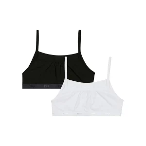 Lot de 2 brassières filles coton stretch Noir Blanc Les Pockets Ecodim
