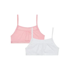 Lot de 2 brassières filles coton stretch Rose Blanc Les Pockets Ecodim