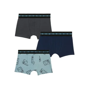 Lot de 3 boxers garçon coton stretch motif gameboy Bleu EcoDim Mode
