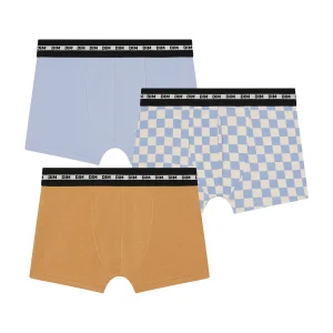 Lot de 3 boxers garçon à motif damier Lila Bleu Coton Stretch Fashion