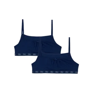 Lot de 2 brassières fille en coton bio Bleu Marine Dim Skin Care