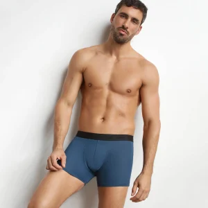 Boxer homme en coton modal piqué Bleu Fjord Dim Smart