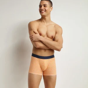 Boxer homme en coton stretch Orange à rayures Dim Fancy