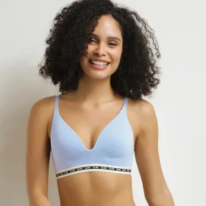 Soutien-gorge triangle en coton modal Bleu à bonnets moulés Dim Icons