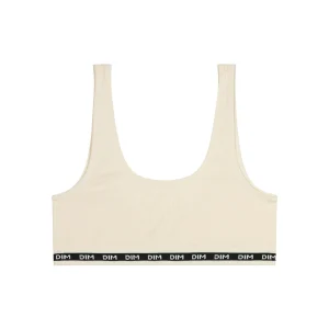 Brassière fille en tissu côtelé Beige Ivoire Dim Icons