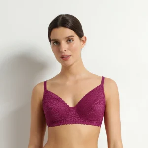 Soutien-gorge sans armatures en dentelle florale fruits rouges Daily Dentelle
