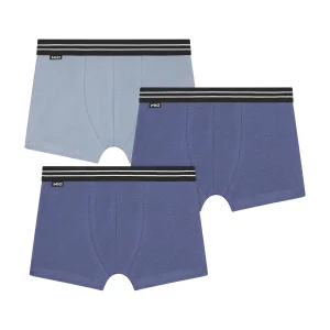 Lot de 3 boxers garçon en coton stretch Bleu Ecodim