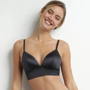 Soutien-gorge triangle ampliforme en microfibre satinée Gris Dim Chéri