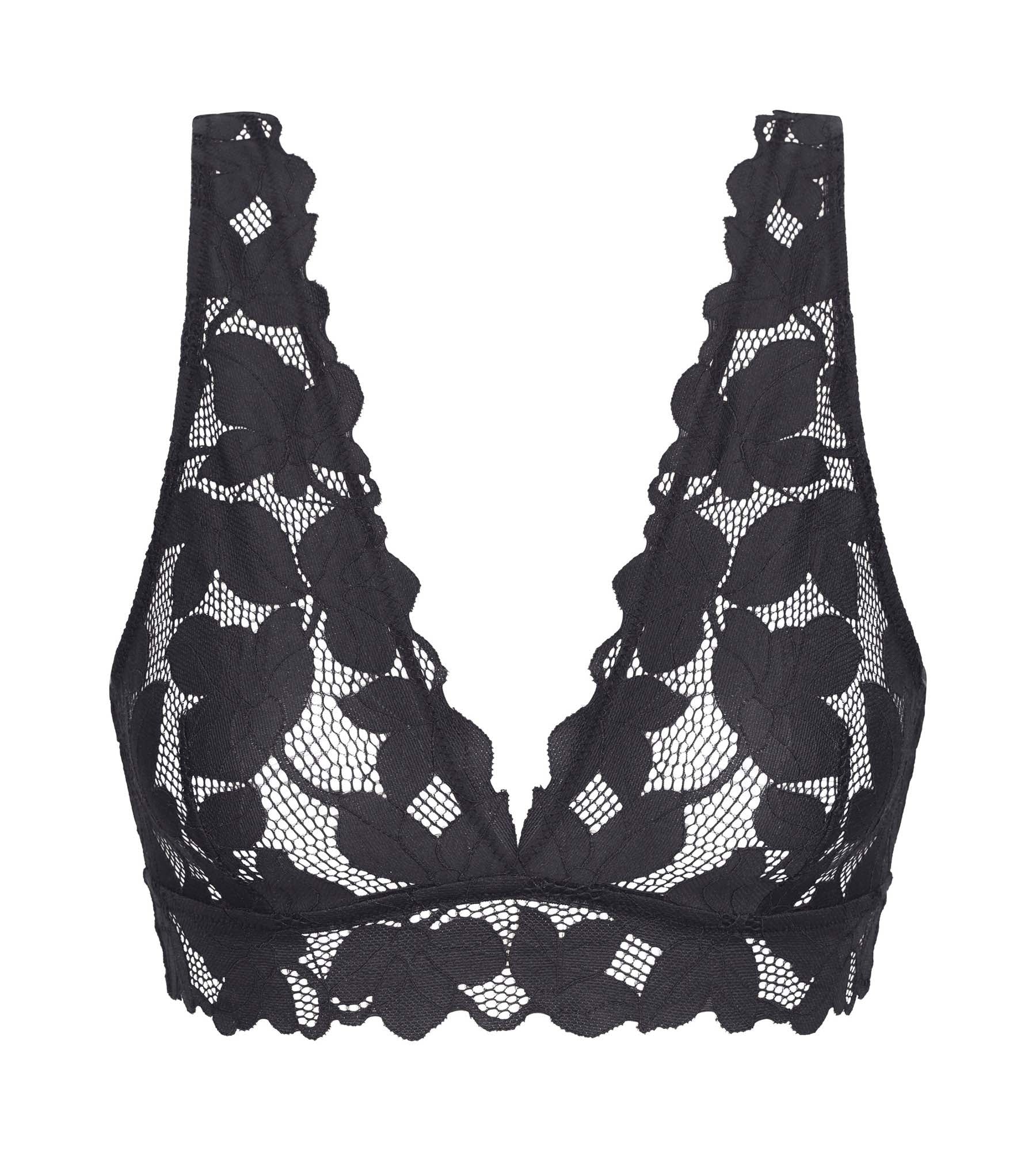 Bralette femme en dentelle à grosses fleurs Gris Granit Dim Lacy – Image 6
