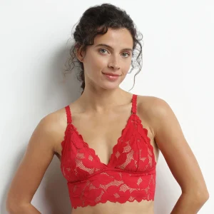 Soutien-gorge foulard sans armature en dentelle florale Rouge Dim Lacy