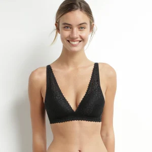 Soutien-gorge triangle avec mousses en microfibre Noir Daily Dentelle