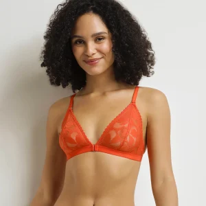 Soutien-gorge triangle sans armatures Orange Art Flowers